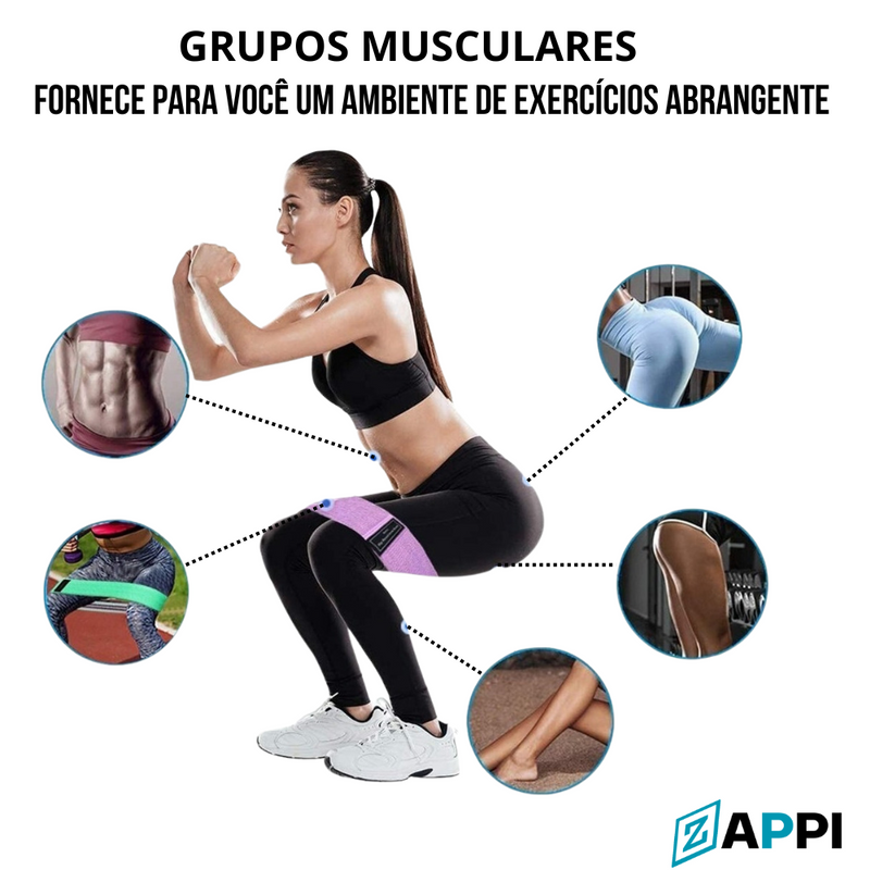 Kit 3 Faixas Elásticas Tecido Mini Band Zappi - Transforme Seu Treino em Casa!