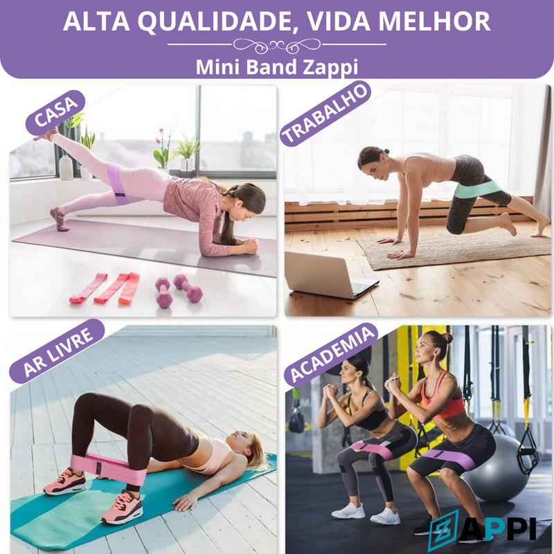 Kit 3 Faixas Elásticas Tecido Mini Band Zappi - Transforme Seu Treino em Casa!